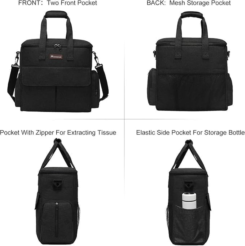 Weekend Dog Travel Bag Set with 2 Food Bags, 2 Bowls and Mat, Black