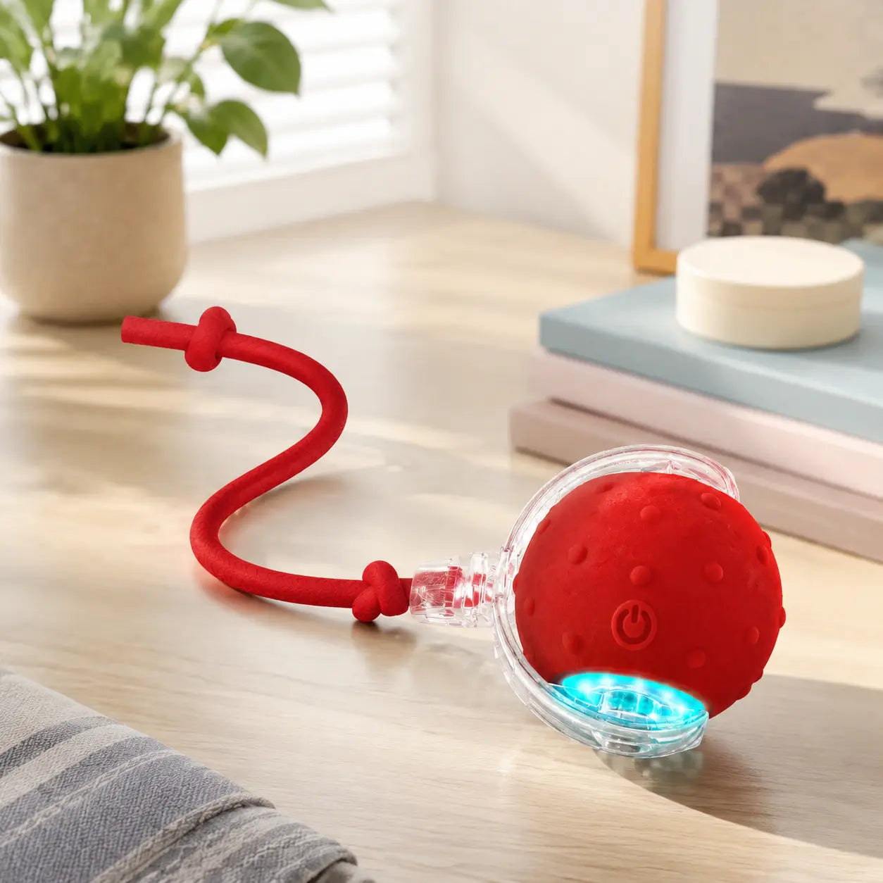 【2026 Newest】Fun Cat Dog Toy Ball, Smart Rolling Design with Textured Surface & Nylon Tail, Interactive Toy for Indoor Cats